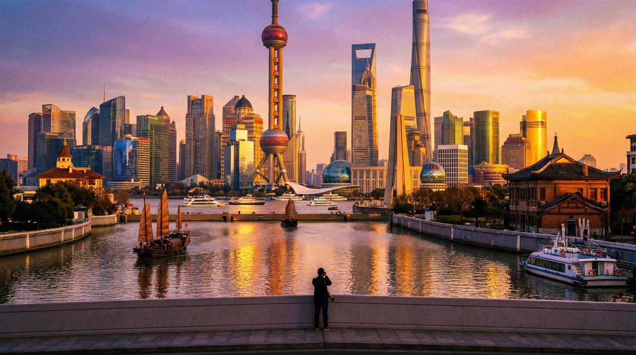 糖心vlog旅行vlog - 上海外滩日落视频